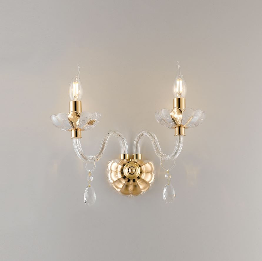Applique 2 luci in cristallo finitura oro 2XE14 non incl. RIFLESSO Applique 2 luci in cristallo finitura oro 2XE14 non incl. RIFLESSO